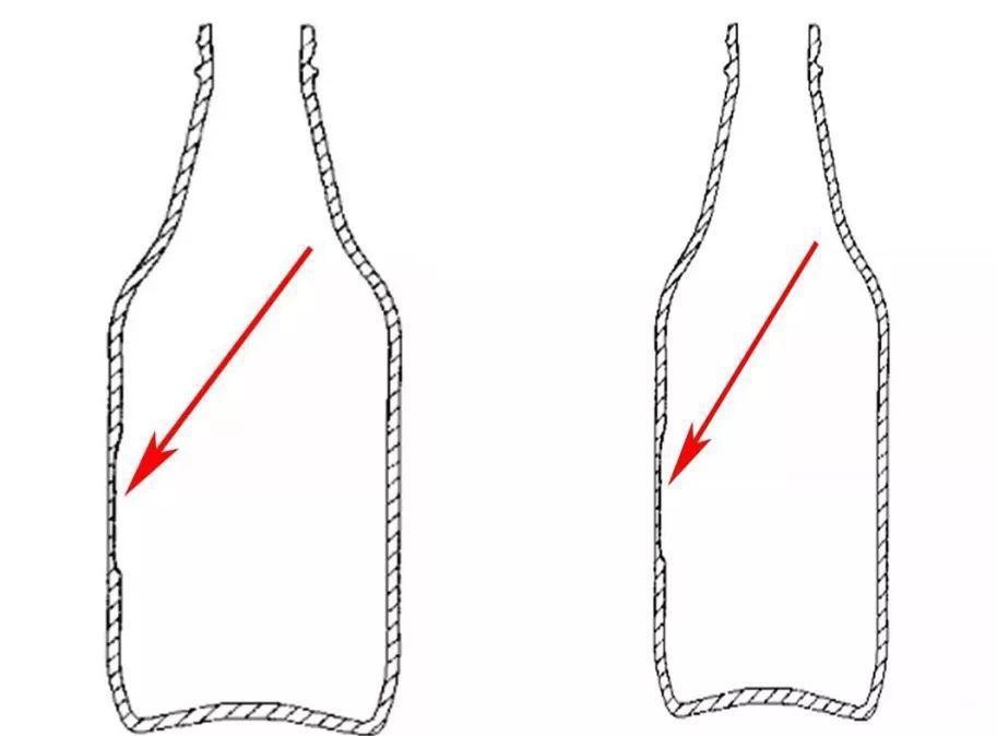 What are the factors that cause the uneven thickness of glass wine bottles?