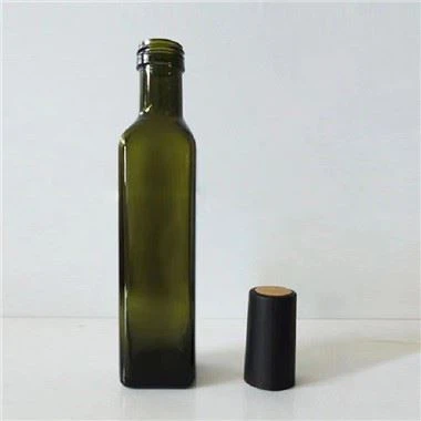 Ampolles de vidre d'oli d'oliva verd fosc